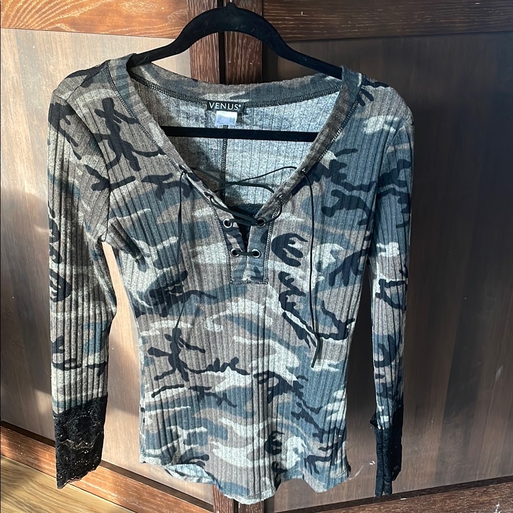 Venus Camouflage Long Sleeve Top
